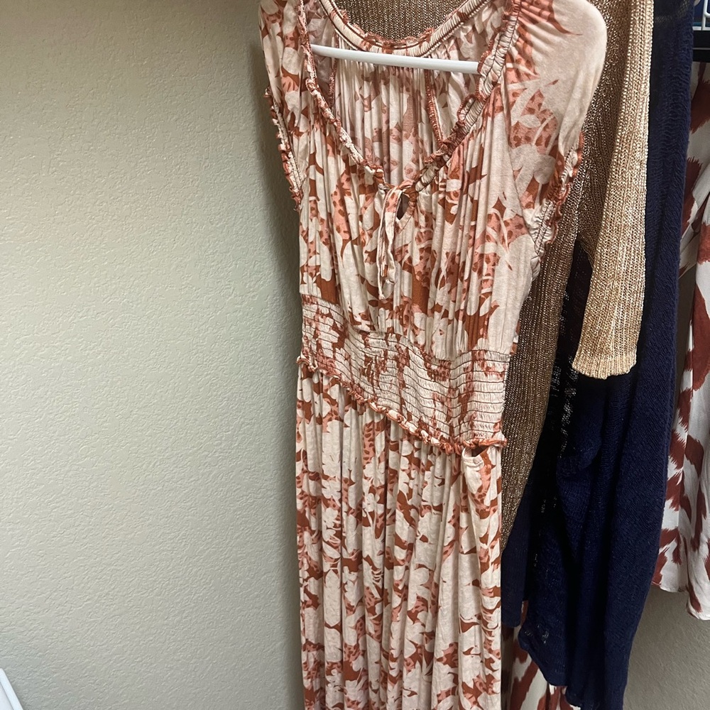 Cream and Brown Women's Dress
